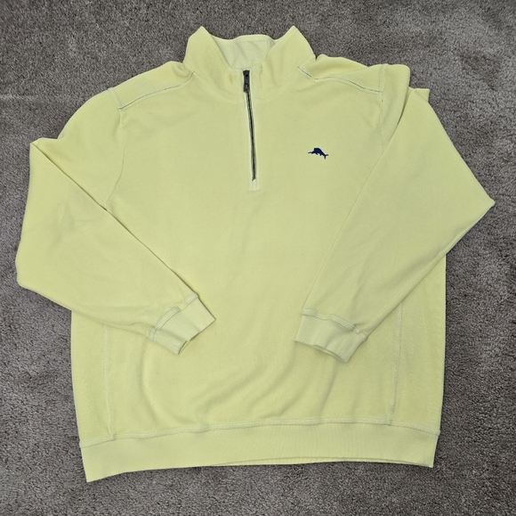 Tommy Bahama Tobago Bay Half Zip Sweatshirt Fresh Lemon Color  Size XXL Preppy - Picture 9 of 14